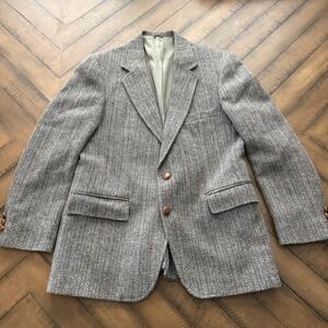 LEVI STRAUSS VINTAGE TWEED mens gray HERRINGBONE sport coat jacket blazer 40